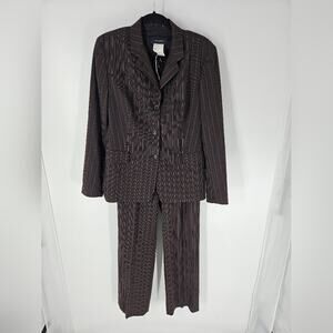 Piazza Simpone Black Pinstripe Blazer Pant Suit M